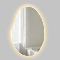 BADSPIEGEL mit Beleuchtung 48/72 cm asymmetrisch rahmenlos LED dimmbar mit Antibeschlag - Transparent, Glas (72/48/2.5cm) - S'AFIELINA
