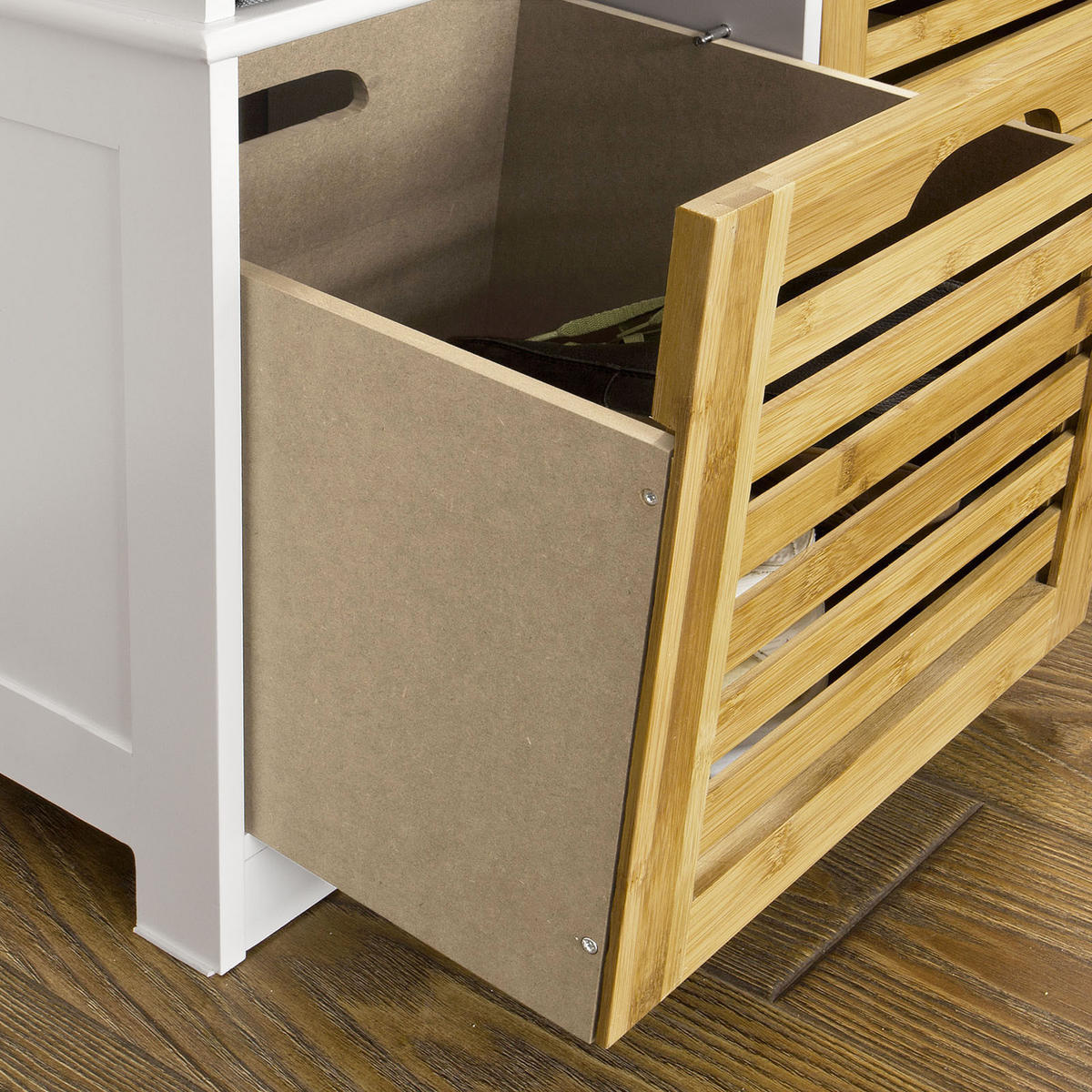 SCHUHBANK Weiß-Natur - Naturfarben, Holzwerkstoff (71/43/34cm) - SoBuy