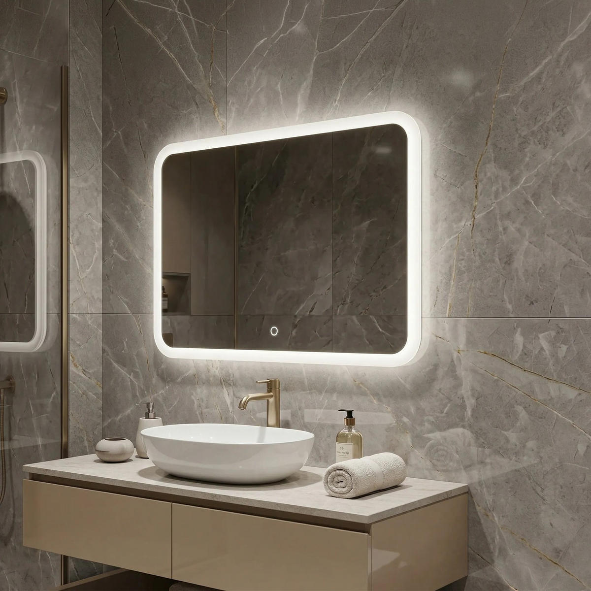 SPIEGEL Rea Led 80x60cm Top-3 - Transparent, Glas (60/2/80cm) - REA