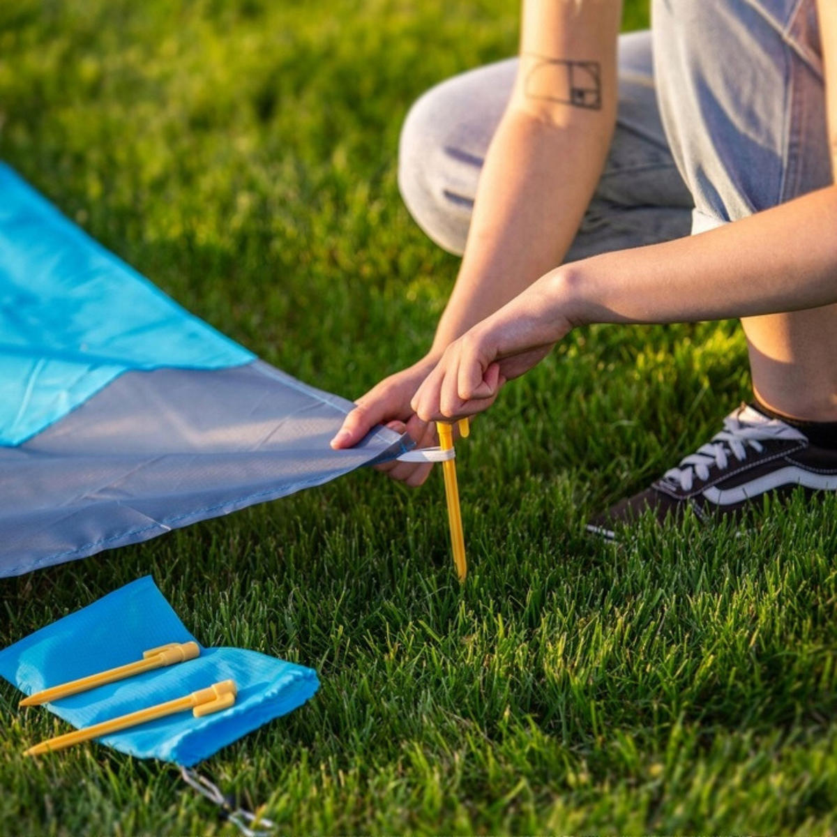 PICKNICKDECKE Wasserdicht 210x200cm, Blau - Blau, Textil (200/210cm) - KRUMAD