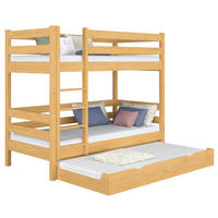 ETAGENBETT N01 mit Matratzenschublade Naturkiefer 90/180 - Hellbraun/Braun, Naturmaterialien/Holz (90/180cm) - N-Wood