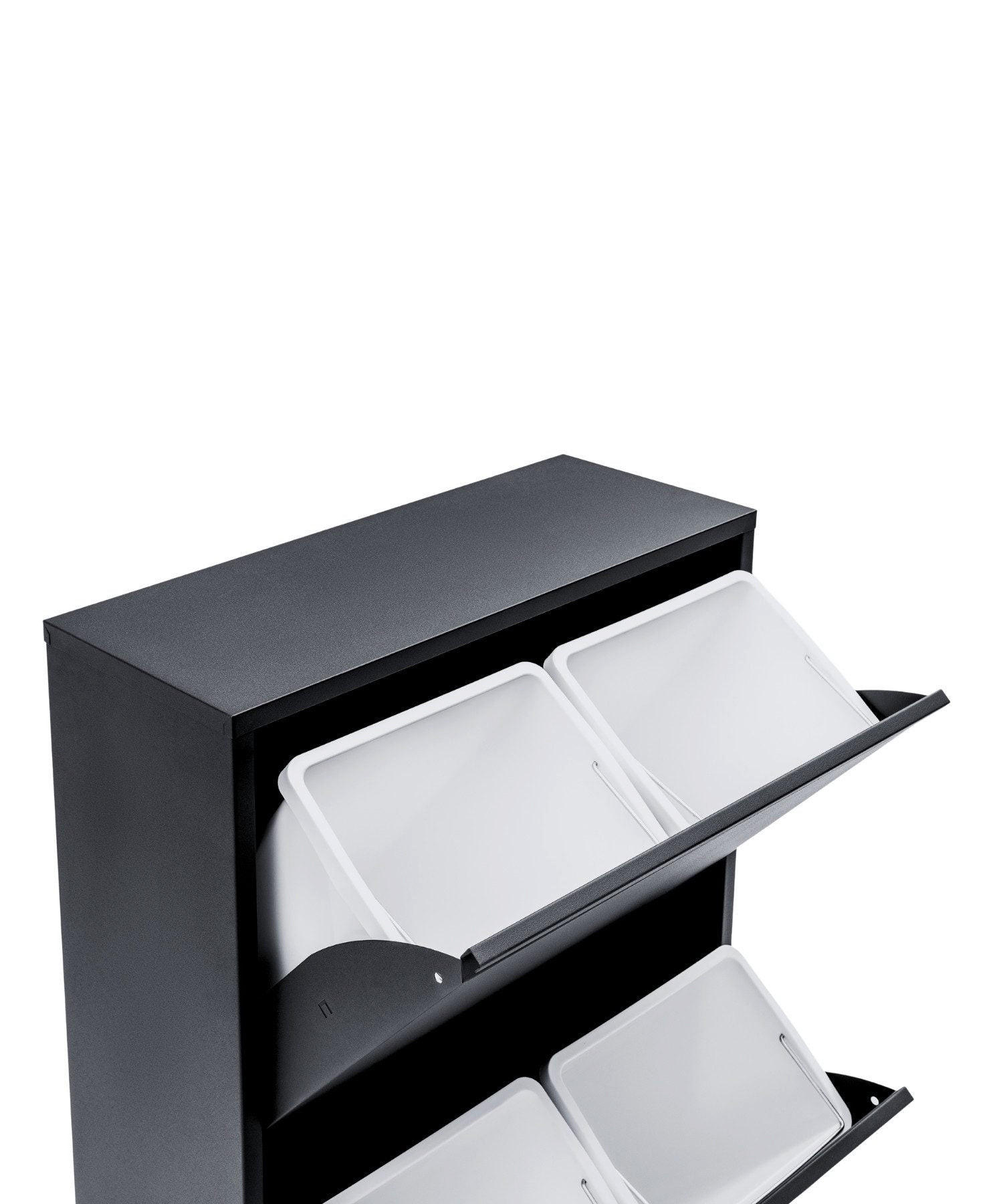 MÜLLEIMER 4 Fach Schwarz Mülltrennsystem aus Metall - Schwarz, Metall (62/92/25cm) - Gowoll