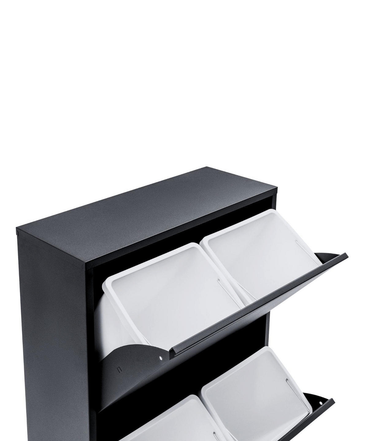 MÜLLEIMER 4 Fach Schwarz Mülltrennsystem aus Metall - Schwarz, Metall (62/92/25cm) - Gowoll