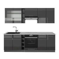 KUCHYNKA Fame-Line Antracit vysoký lesk 235 cm , AP Marble - antracitová/čierna s vysokým leskom, kompozitné drevo (235/206.8/60cm) - Vicco