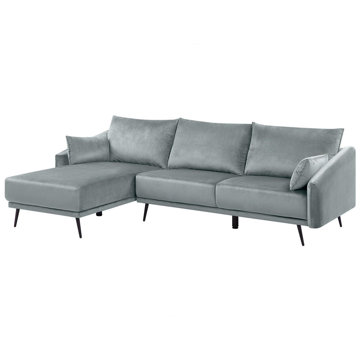 ECKSOFA Samtstoff Grau Varde - Grau, Textil (245/162cm) - Beliani