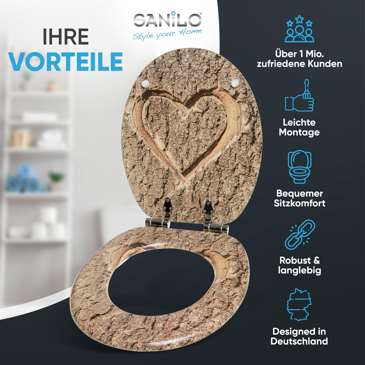 WC-SITZ mit Absenkautomatik True Love - Braun, Holzwerkstoff (38/6/47cm) - Sanilo