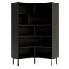 BÜCHERREGAL Horn, Schwarz, Bogenform, 10 Fächern - Schwarz, Holzwerkstoff/Metall (100/181/32cm) - Skandica