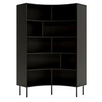 BÜCHERREGAL Horn, Schwarz, Bogenform, 10 Fächern - Schwarz, Holzwerkstoff/Metall (100/181/32cm) - Skandica