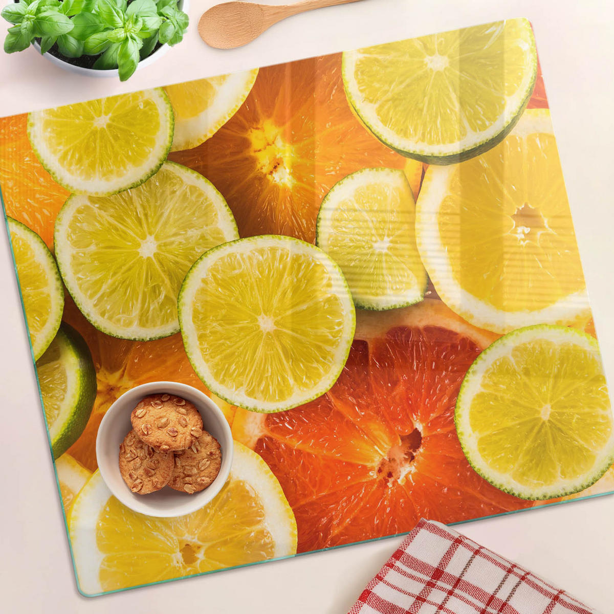 GLASPLATTE 60x52 cm Zitrusfrüchte - Orange, Glas (60/0.4/52cm) - TULUP