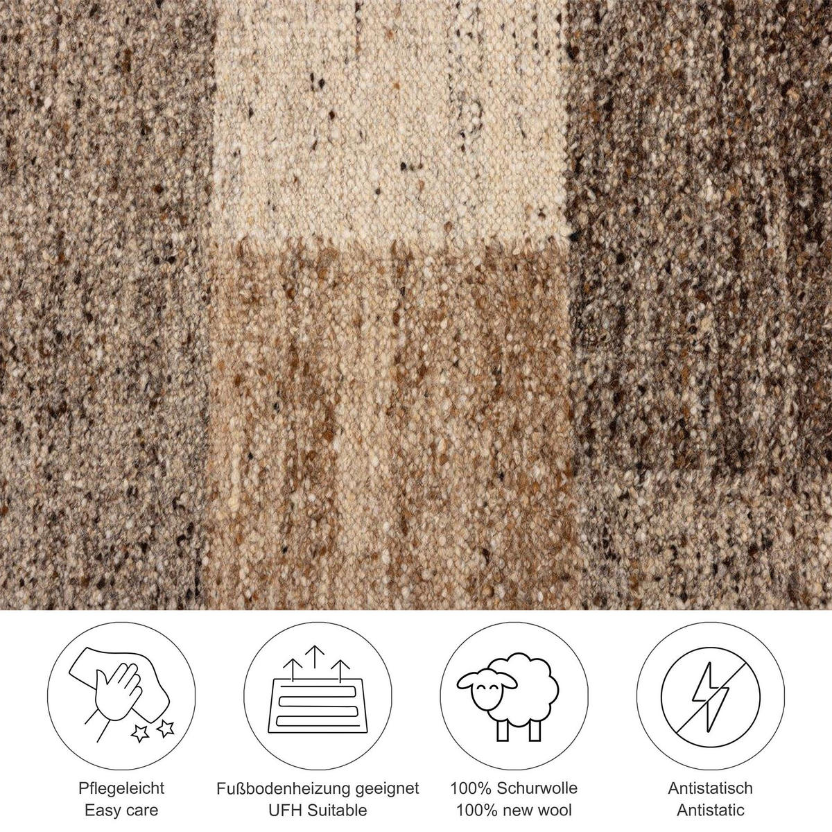 HANDWEBTEPPICH Ehrwald TK-156 Wendbar 170x240 cm - Beige, Textil (170/240cm) - THEKO