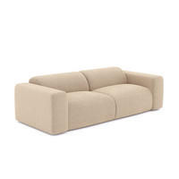 SOFA 3-Sitzer Gerippter Samt Beige 205cm - Beige, Textil (205/73/97cm) - Sia Home