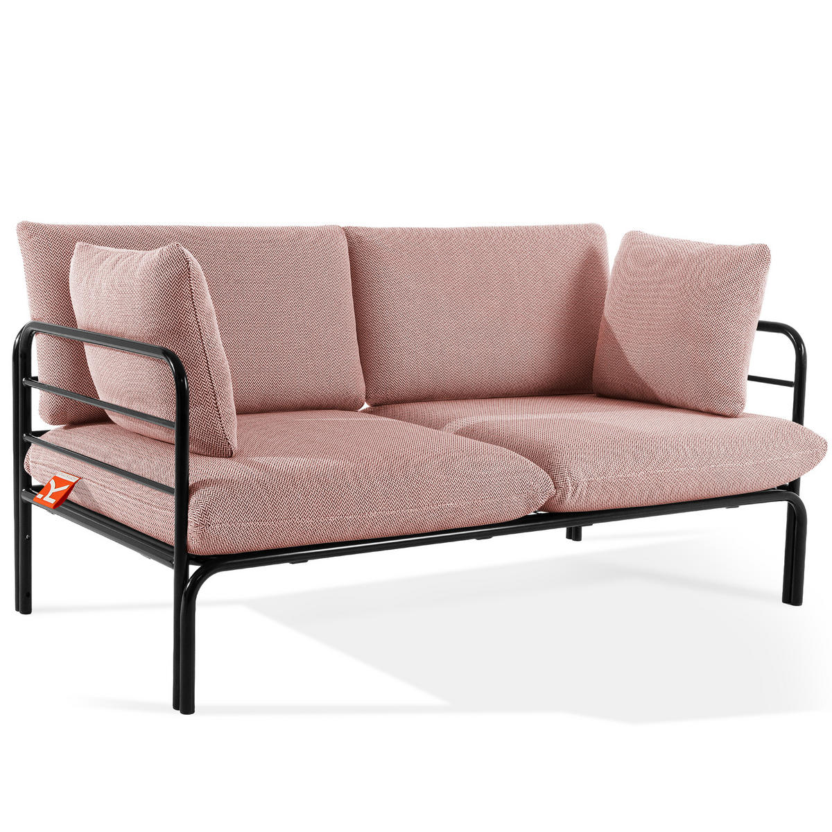 GARTENSOFA RAMBE 2-Personen mit Kissen, Anthrazit - Anthrazit/Rot, Textil/Metall (150/80/80cm) - KONSIMO®