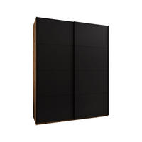 SCHWEBETÜRENSCHRANK 245,5/190/64 2-türig - Schwarz/Eiche Artisan, Holz/Metall (190/245/64cm) - Abiks Möbel