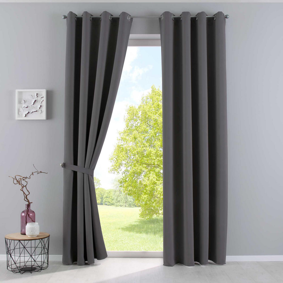 VORHANG »NEW YORK« HxB 245x295 cm Dunkelgrau - Dunkelgrau, Textil (295/245cm) - Gardinenbox