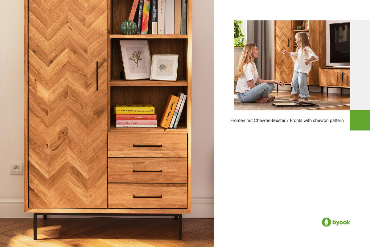KLEIDERSCHRANK LEON Wildeiche - Wildeiche, Holz (97/176/45cm) - byoak