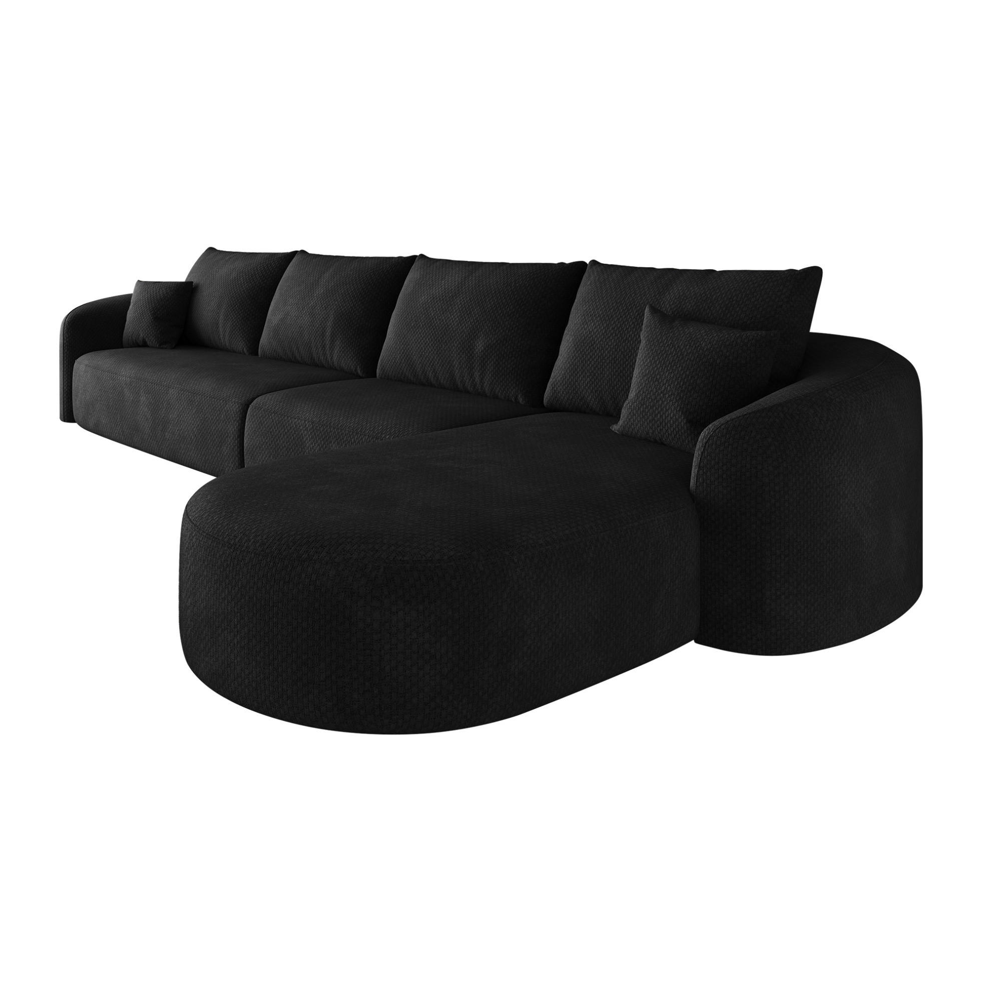 ECKSOFA 336/168/85 cm schwarz aus Stoff ohne Montage - Schwarz, Textil (168/336cm) - OKWISH