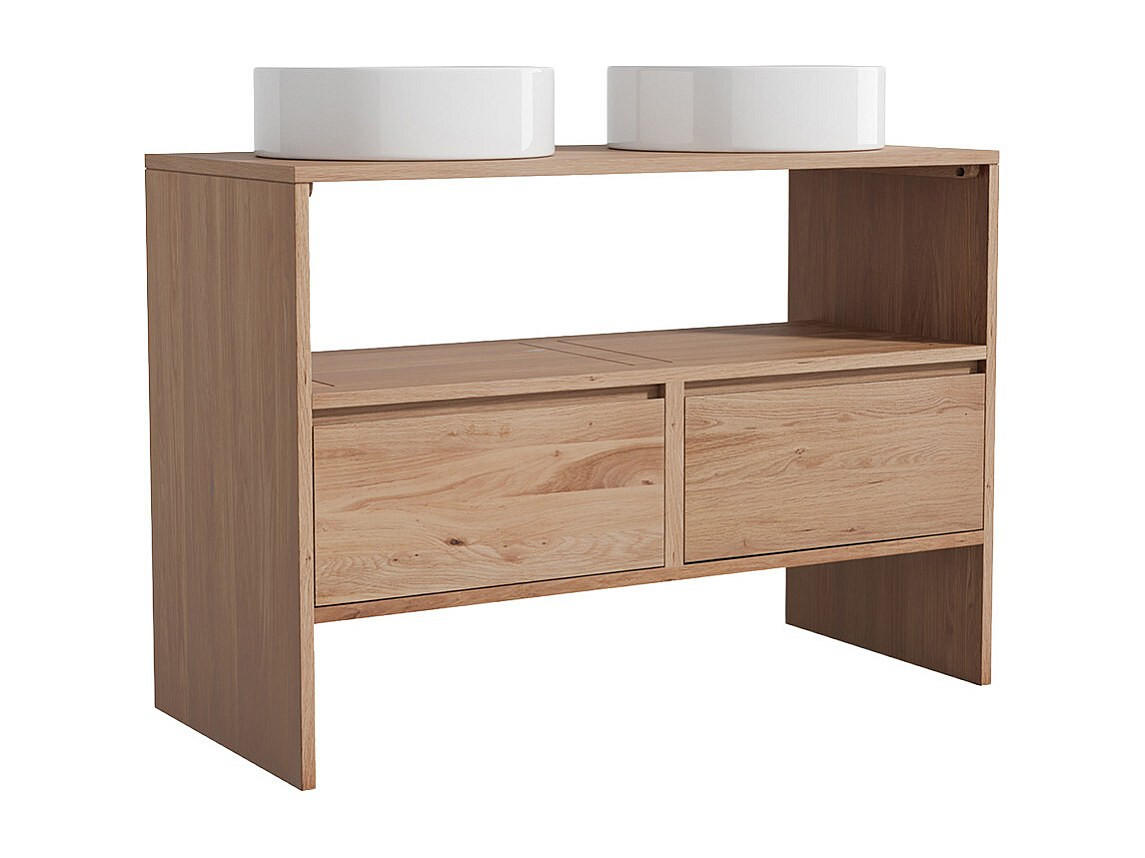 DOPPELWASCHTISCH - 110 cmcm x 50 cmcm - Holz, Platte - Naturfarben Hell - CAVIZO - Naturfarben, Holz (110/78/50cm) - Vente-Unique