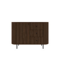KOMMODE Olivia 123cm, mit 1 Tür, 3 Schubladen und geriffeltem Design, dunkelbraun - Dunkelbraun, Metall (123/85/43cm) - Margaret Hadas24