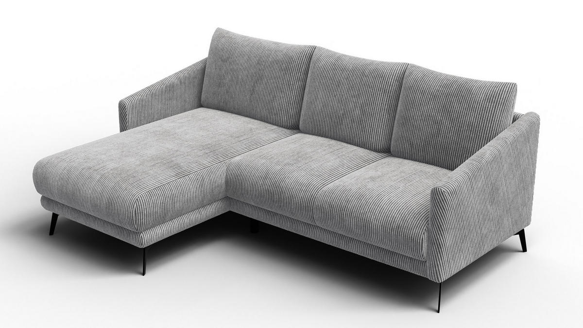 ECKSOFA VILT 3-Sitzer, hellgrau - Hellgrau/Schwarz, Holzwerkstoff/Textil (221/156cm) - Courtois Laville