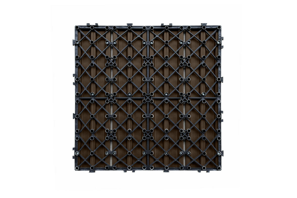 30ER-SET Terrassenplatten aus Verbundwerkstoff SERRA, braun, geriffelt, 30 x 30 cm - Braun, Holzwerkstoff (30/30/2cm) - Casanoov