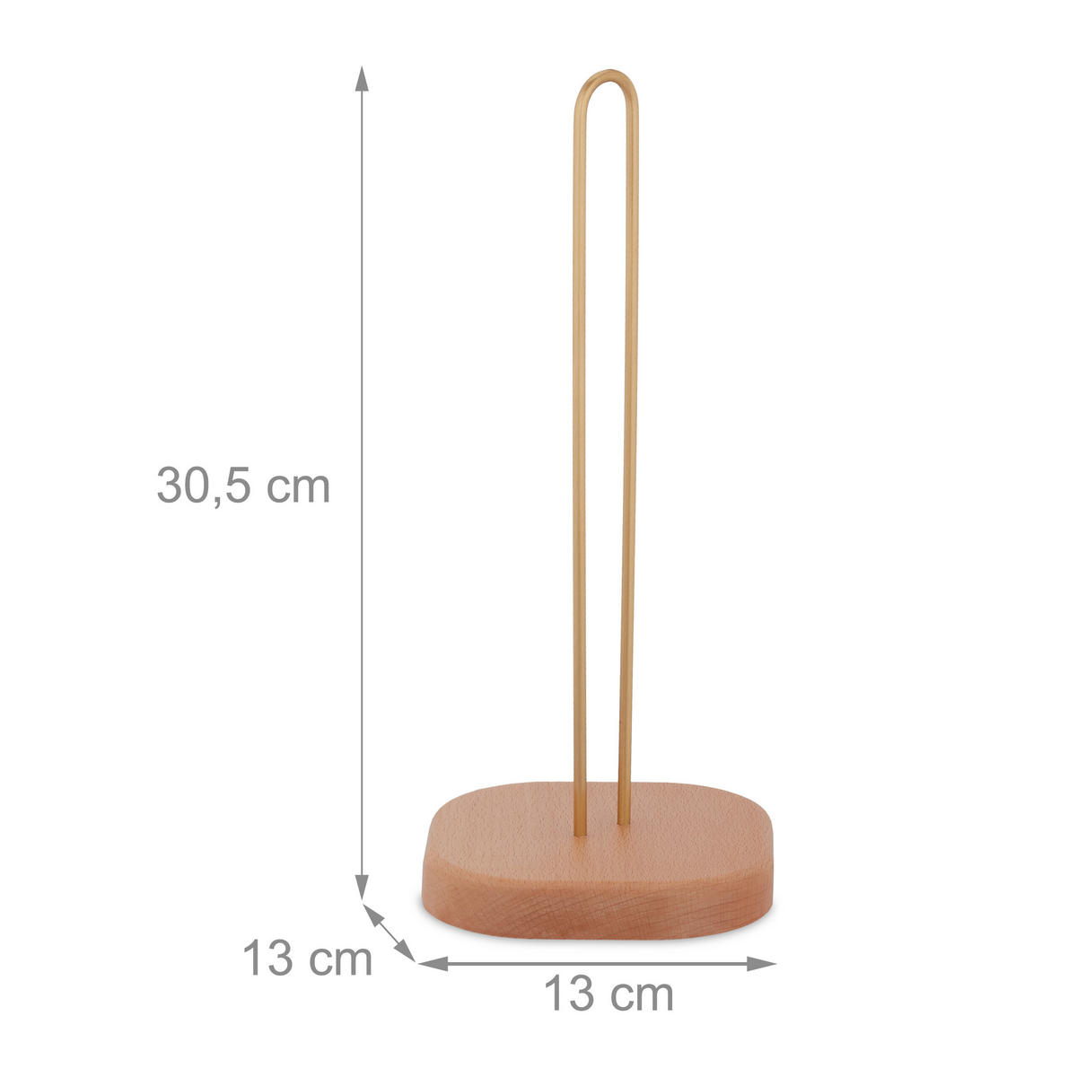 KÜCHENROLLENHALTER - Hellbraun, Holz/Metall (13/30.5/13cm) - Relaxdays