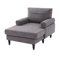 RELAXSESSEL Liege,hochdichte Polsterung,Seitentaschen,Chenille,Grau - Grau, Textil (97/86/125.5cm) - LVHOM