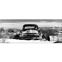 GLASBILD 80x30 cm Oldtimer Schwarz Weiß - Anthrazit, Glas (80/30cm) - artissimo