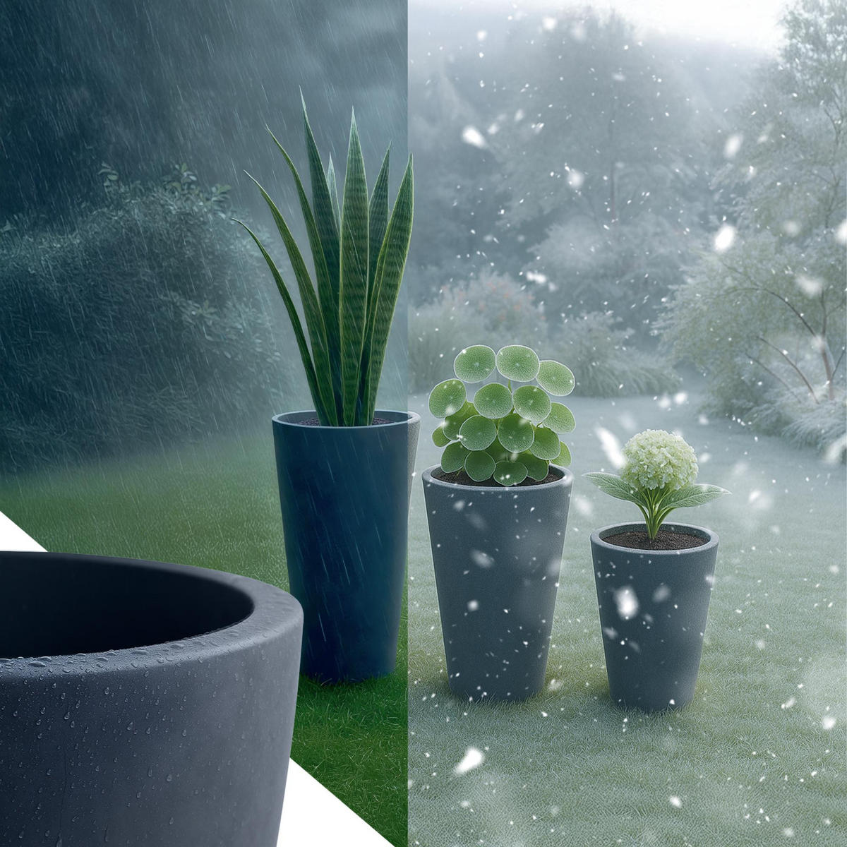 PFLANZKÜBEL 3er Set Anthrazit - Anthrazit, Kunststoff (41/61cm) - CLP