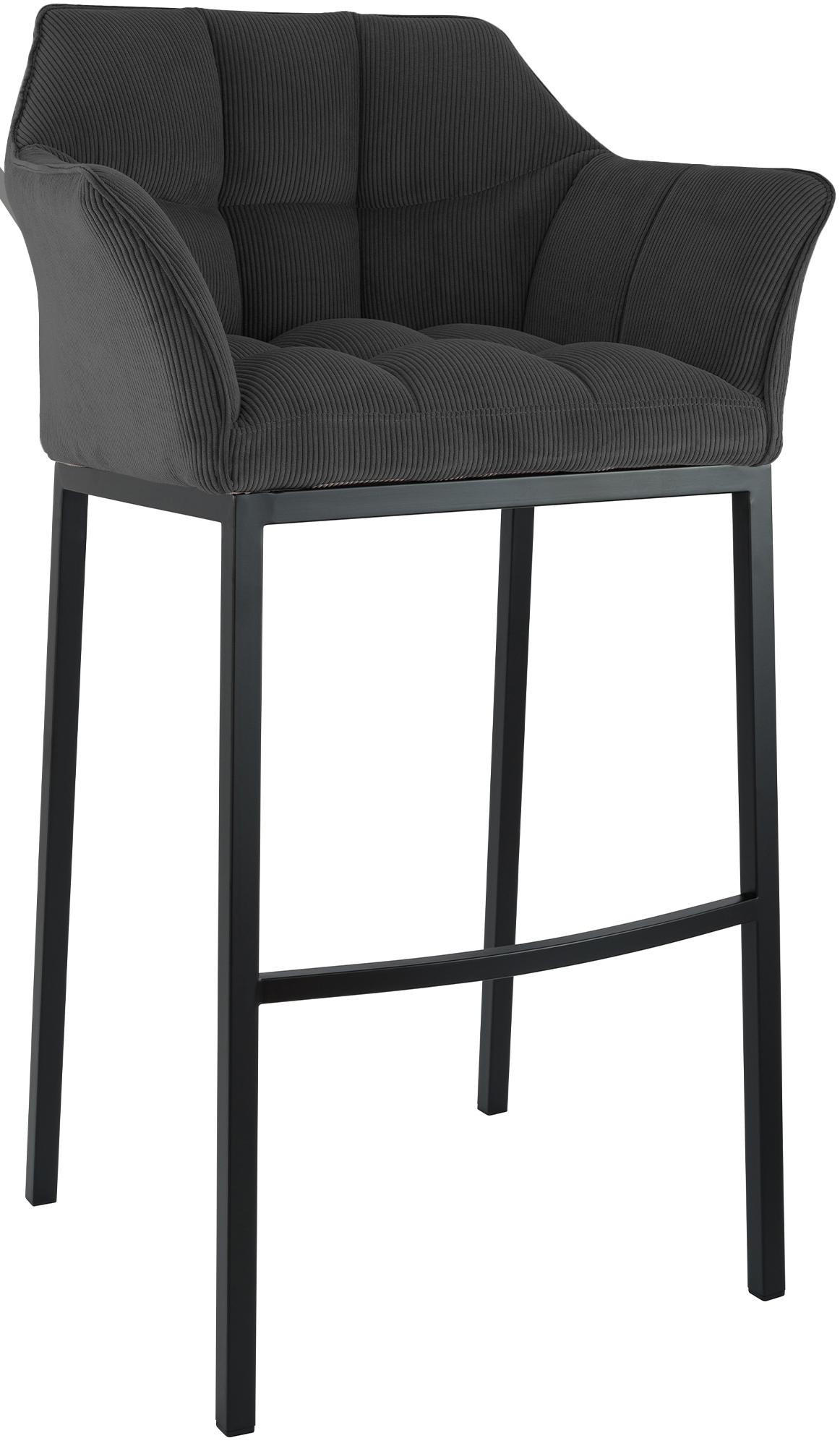BARHOCKER Damaso Cordbezug 110x64x48 cm dunkelgrau - Dunkelgrau, Metall (64/110/48cm) - furnicato