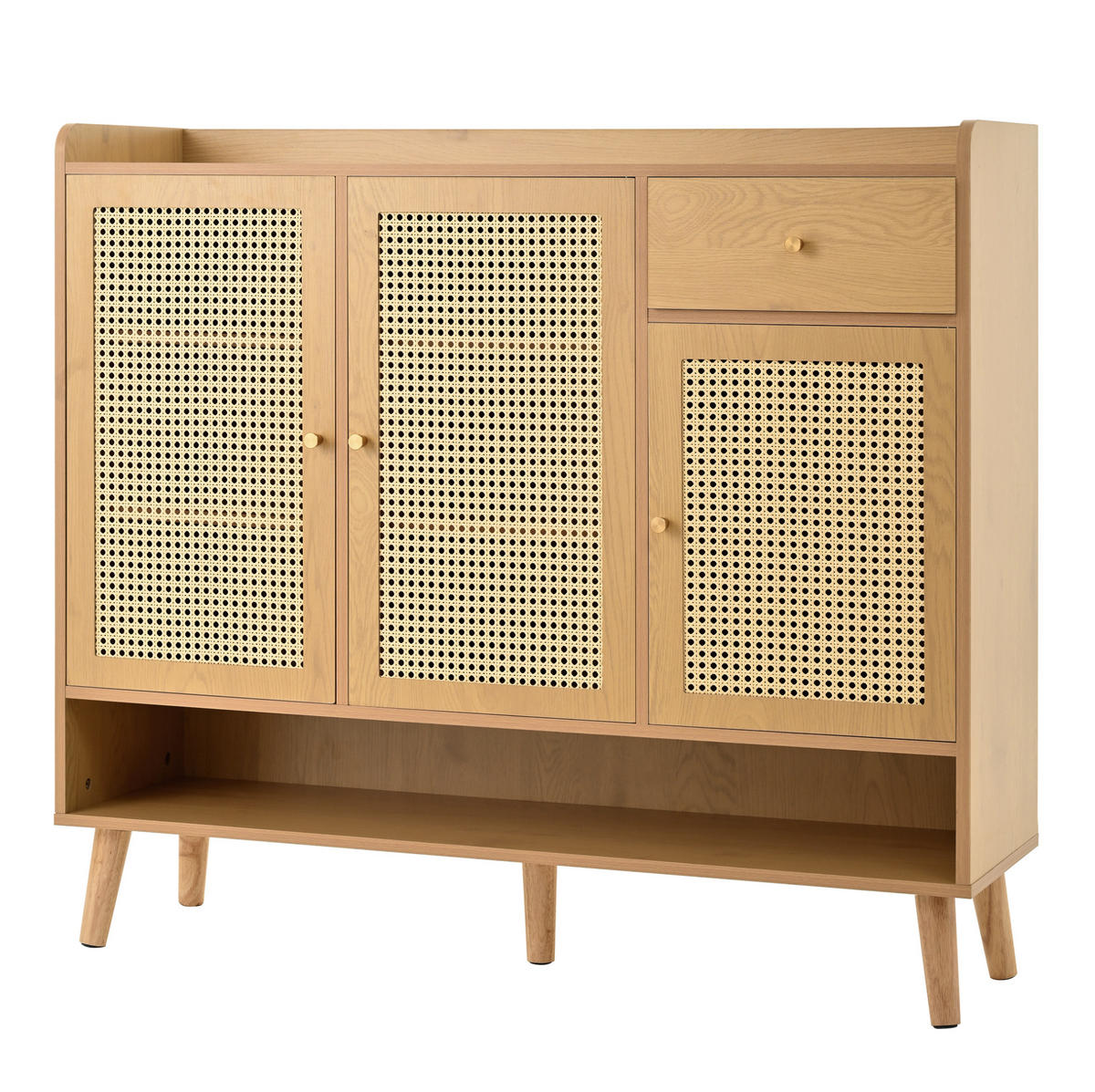 SCHUHSCHRANK 120/35/106 cm mit 3 Türen, 1 Schublade, Regalböden und Massivholzbeinen, Natur - Naturfarben, Holzwerkstoff (120/106/35cm) - Redom