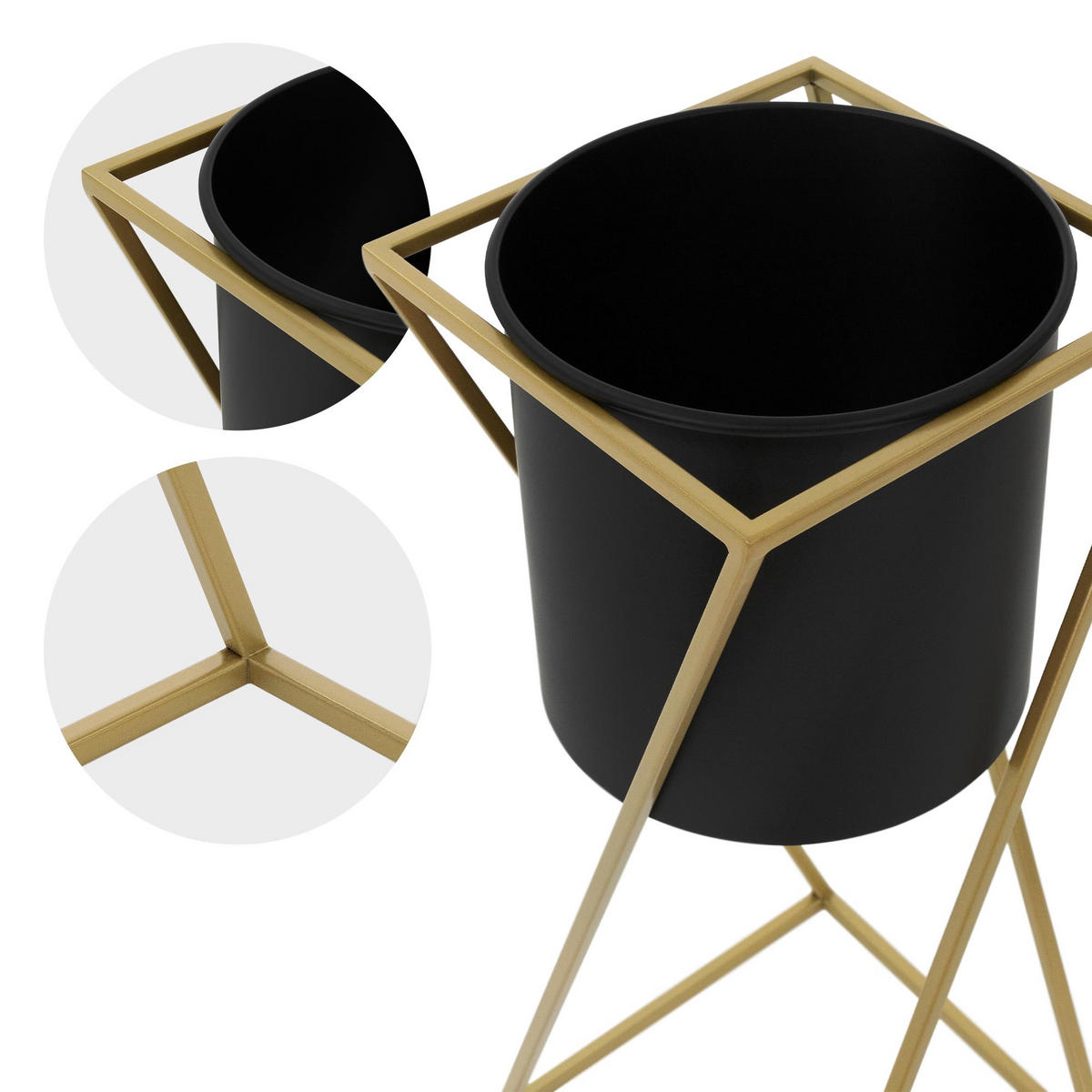 BLUMENSTÄNDER 2er Set - Goldfarben, Metall (24/24/70.5cm) - ML-DESIGN