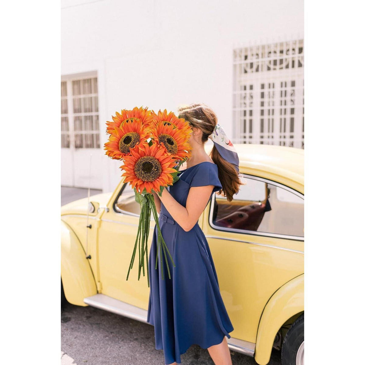 KUNSTBLUMEN Sonnenblumen 3-teiliges Set 81 cm Orange - Orange, Textil (80cm)