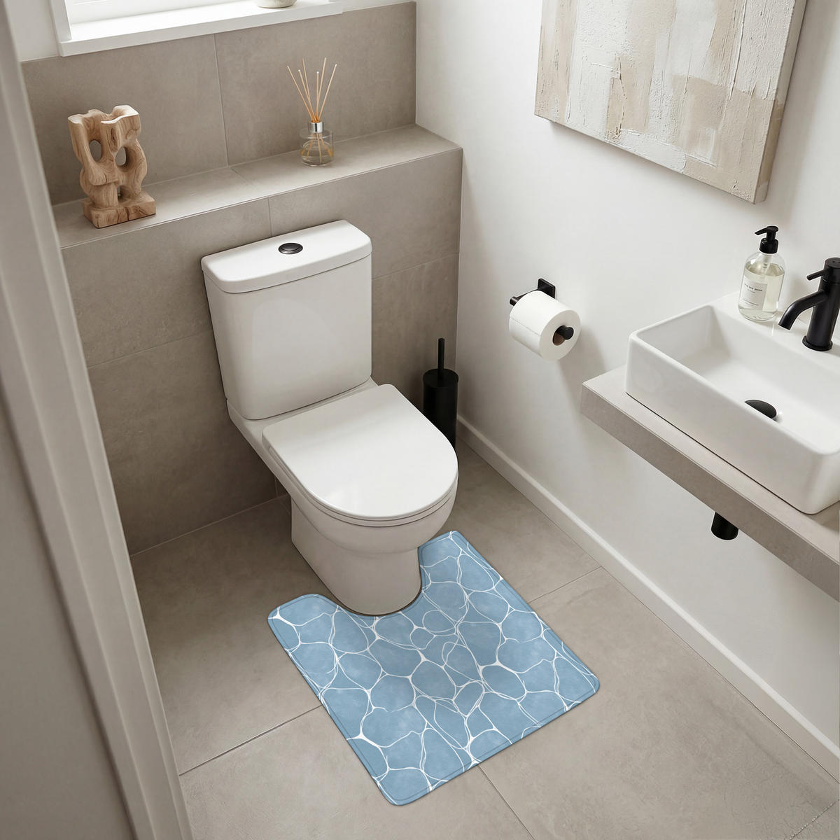 WC PŘEDLOŽKA Organic - vzor - modrá 55x60 cm - světle modrá, textil/plast (55/1cm) - OnlyWow