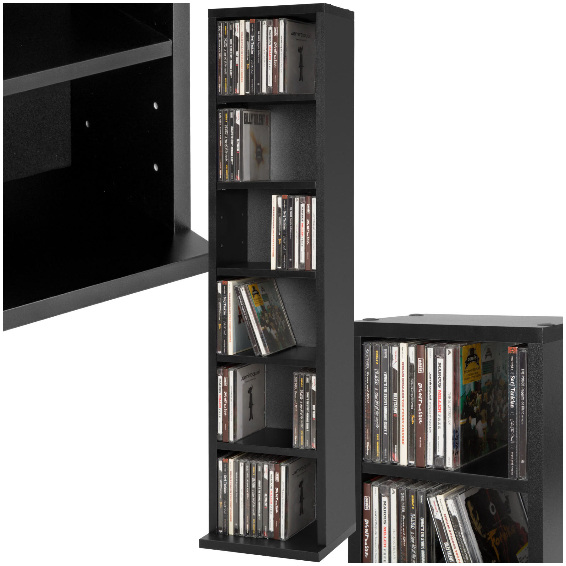 CD/DVD Regal Juliane,90 x 21 x 20 cm,schwarz - Schwarz, Holz (21/90/20cm) - tectake