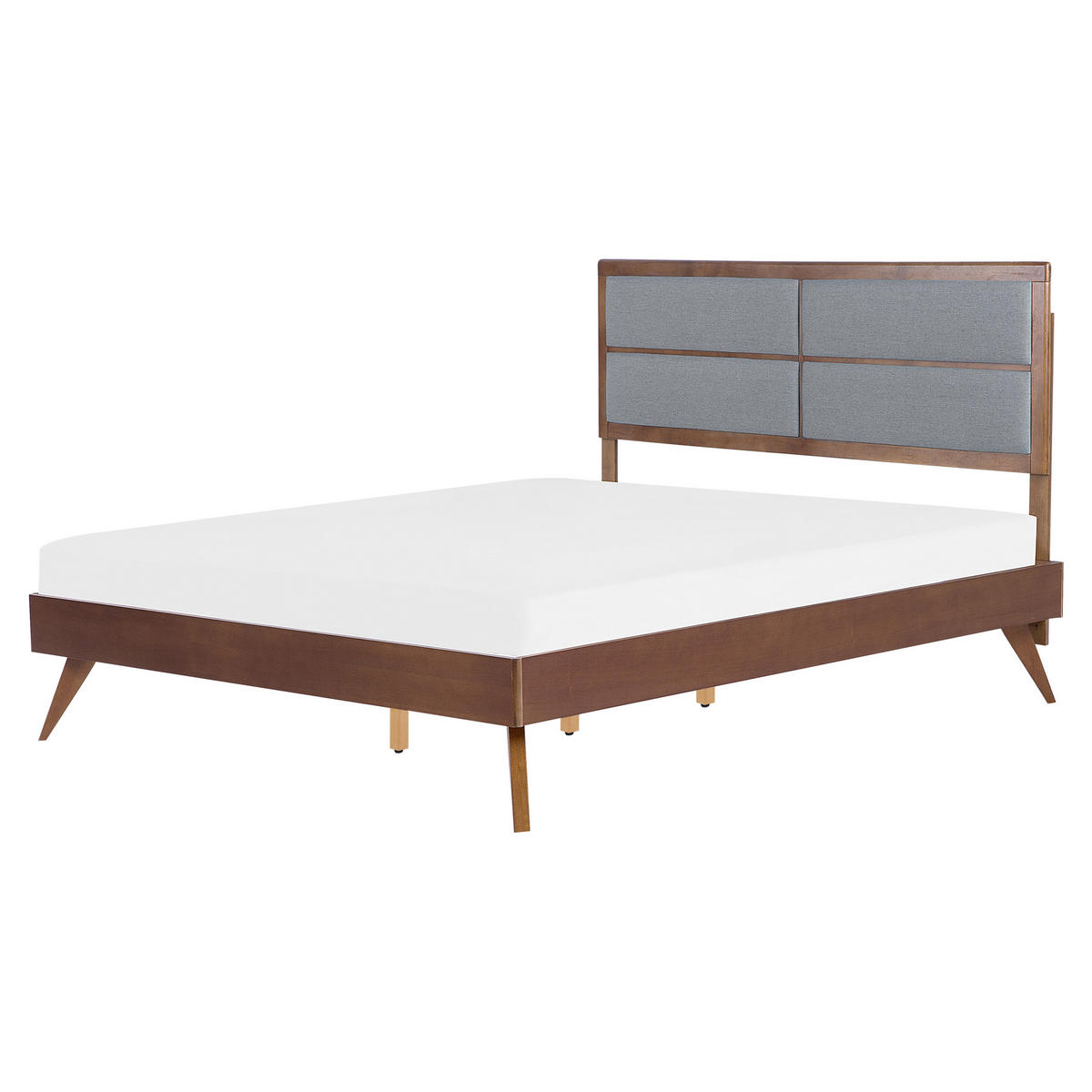 HOLZBETT 160/200cm Dunkler Holzfarbton Poissy - Dunkelbraun, Holzwerkstoff/Textil (160/200cm) - Beliani