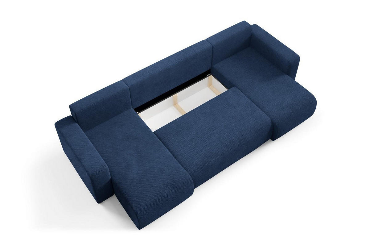 WOHNLANDSCHAFT mit Schlaffunktion Blau - Dunkelblau, Textil (318/88/145cm) - Furnisell