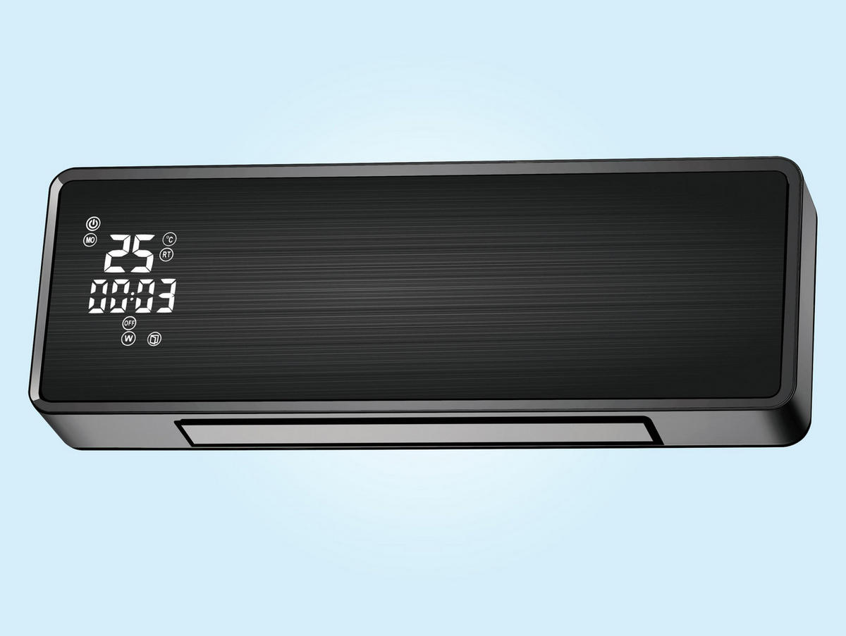 SPLIT-WANDHEIZUNG Schwarz mit Fernsteuerung und Programmierung 2000 W - Schwarz, Kunststoff (55/19/13cm) - Purline