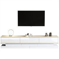 TV-ELEMENT in Weiß TV-Lowboard- und Couchtisch-Set mit Hochglanzfront, Schubladen für Wohnzimmer, B100/T50/H38 cm - Weiß, Holzwerkstoff (100/38/50cm) - STILVORA