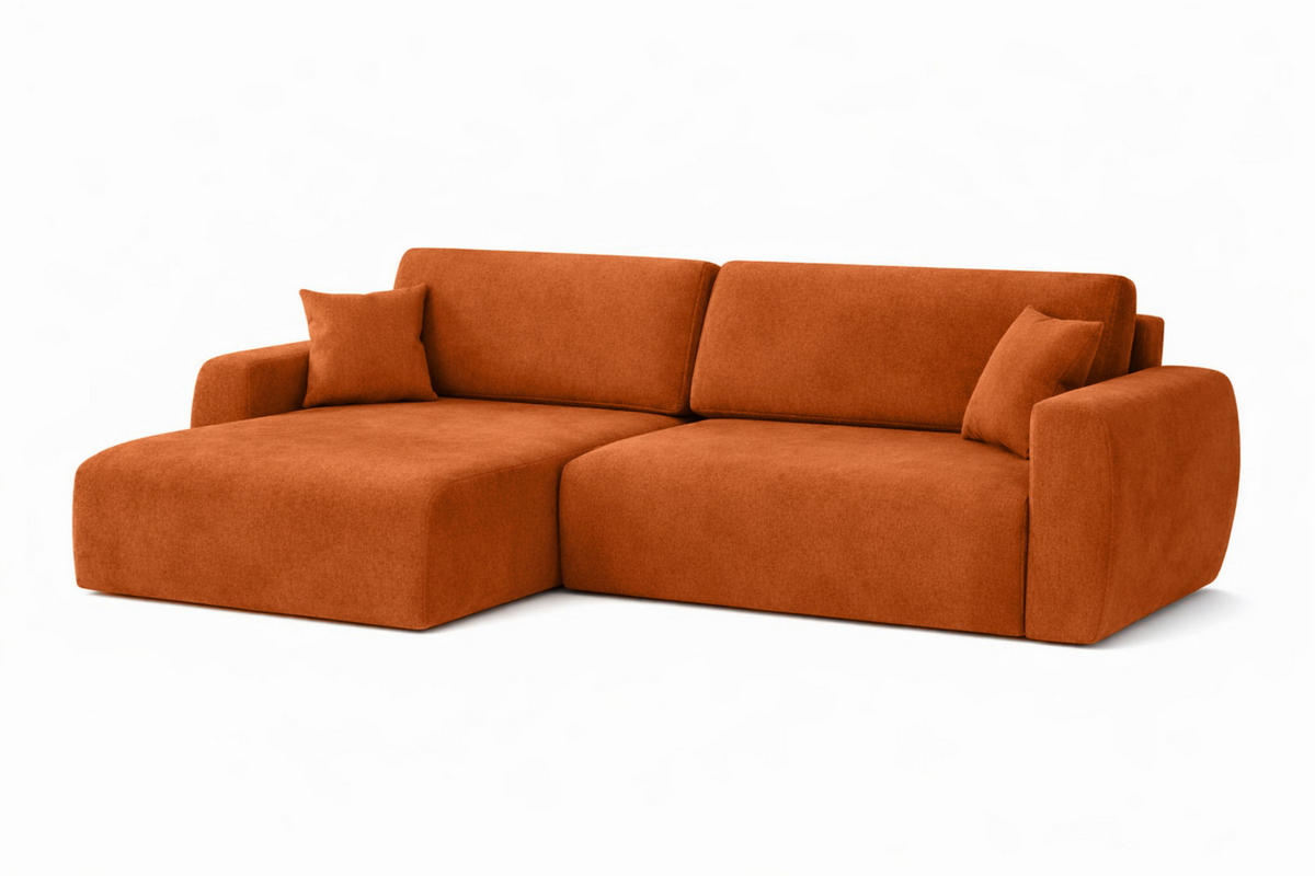 ECKSOFA Mit Schlaffunktion Ariel L, Velours, Stoff Salvador, Braun, Links - Braun, Holz (250/142cm) - Kaiser Möbel