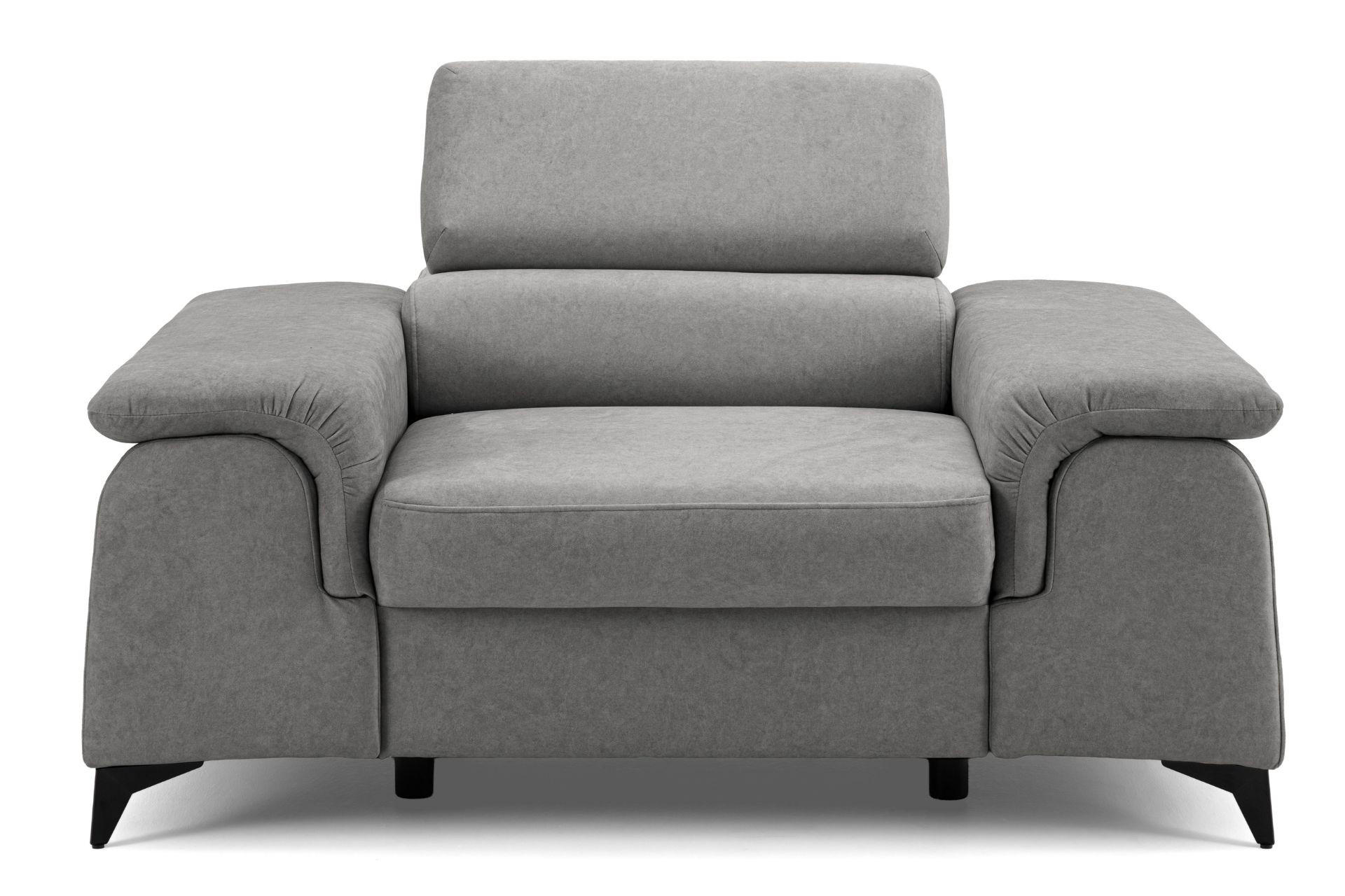 SESSEL PLAZA mit verstellbare Kopfstütze Velours Grau - Schwarz/Grau, Holz/Textil (130/95/100cm) - Muffo