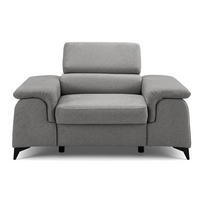 SESSEL PLAZA mit verstellbare Kopfstütze Velours Grau - Schwarz/Grau, Holz/Textil (130/95/100cm) - Muffo