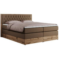 BOXSPRINGBETT AMORE KING 180/200 Braun Kunstleder - H3 - Braun, Holz/Textil (180/200cm) - MKS