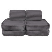 KINDERSOFA, Pocket Basic, Churros, Taubengrau - Graphitfarben, Textil (120/25/60cm) - MeowBaby
