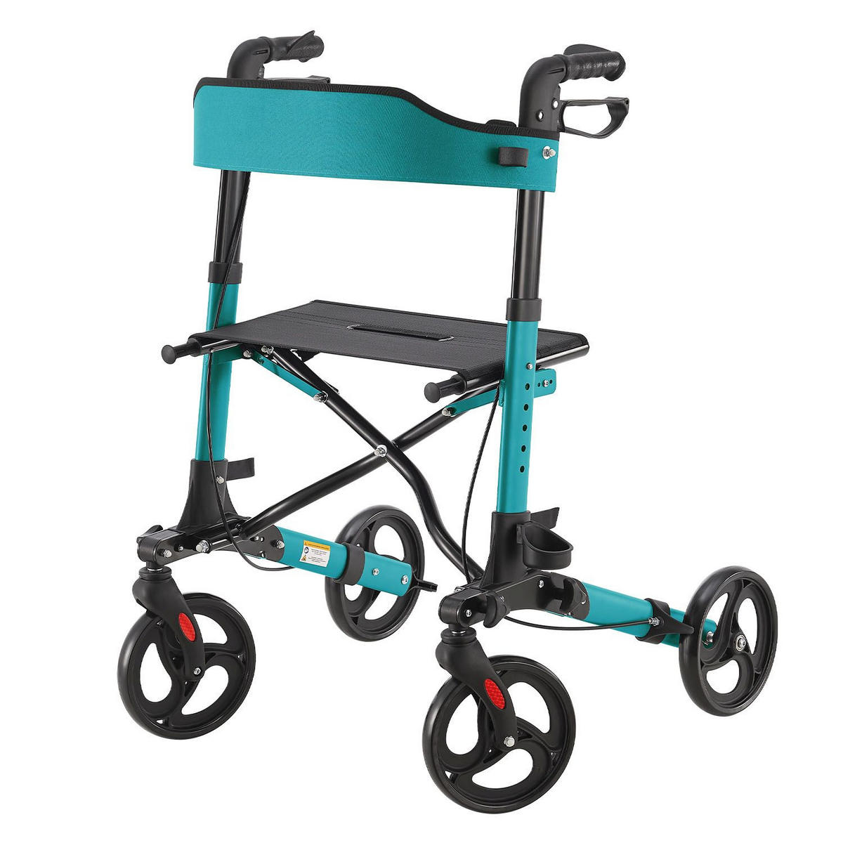 ROLLATOR Vital petrol klappbar mit Sitzfläche & Einkaufstasche - Petrol, Metall (63/80/68cm) - Juskys