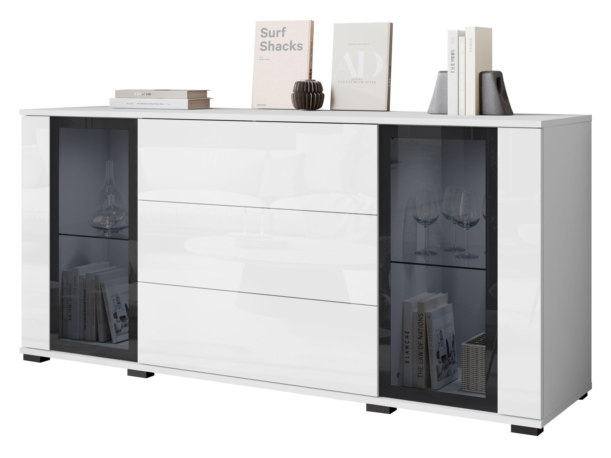 Mirjan24 Sideboard Weiß 150x70x40 cm