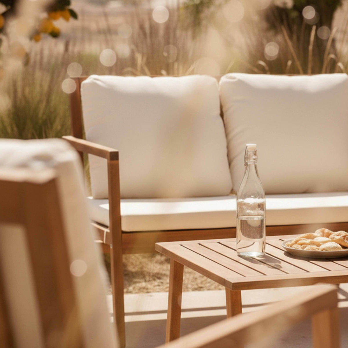 GARTENSET 4-tlg., Weiß - Weiß, Holz - Oviala