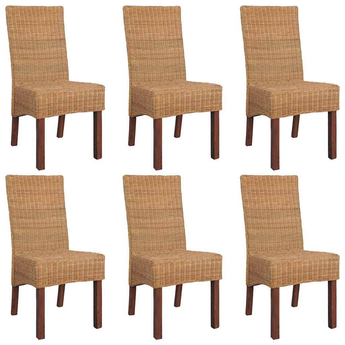 ESSZIMMERSTÜHLE Viso 6er-Set Natur Rattan Braun - Braun, Holz (135/93/62cm) - DELUKE