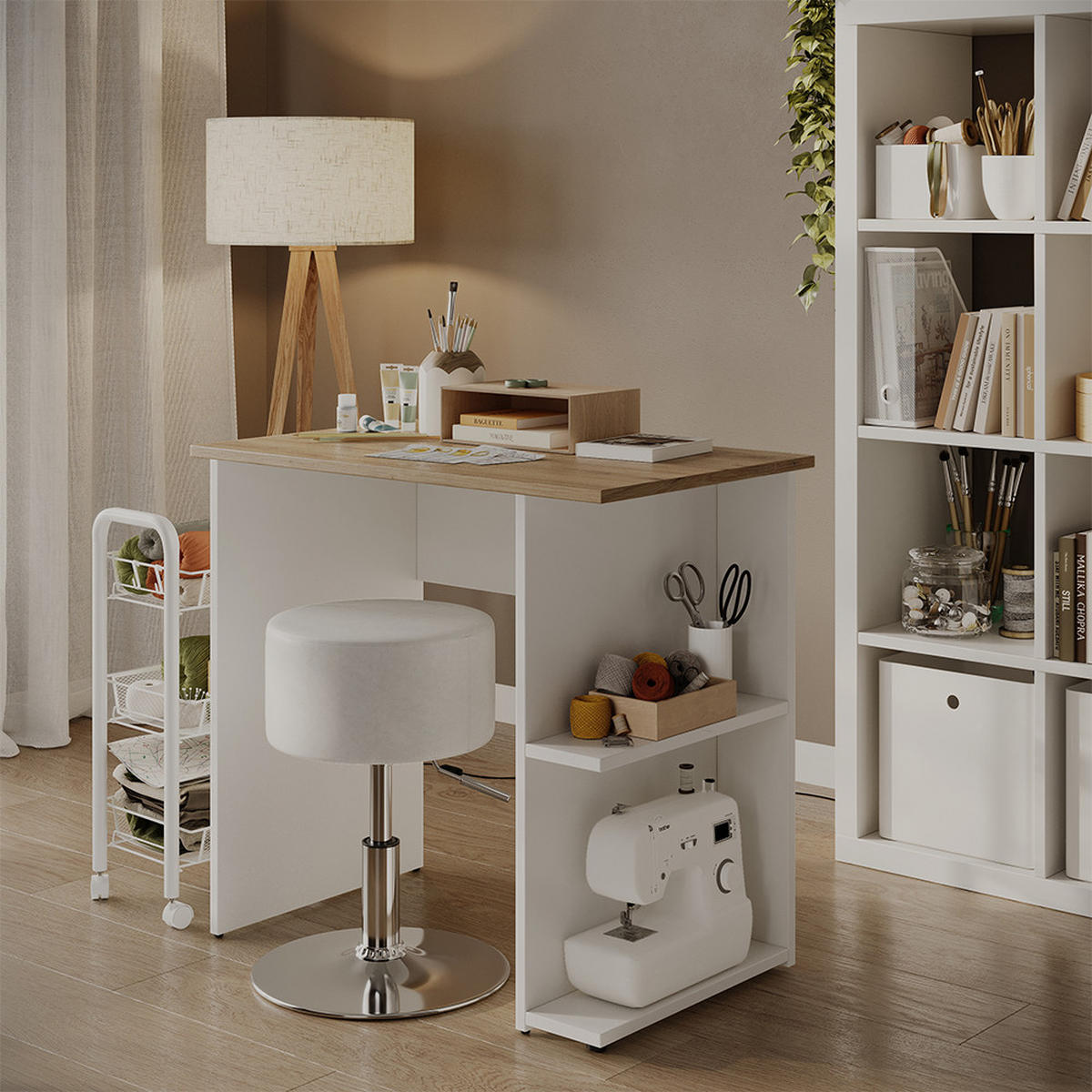 PSACÍ STŮL Simple Bílá/Artisan - bílá, kompozitní dřevo (50/80/76cm) - Vicco