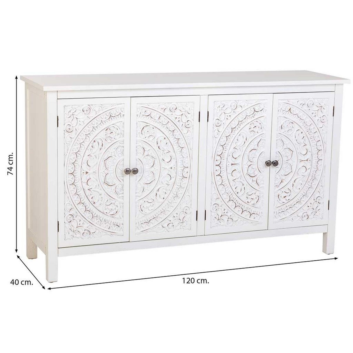 SIDEBOARD weißes 120x40x74 cm - Weiß, Holz (120/74/40cm) - Wanderlust