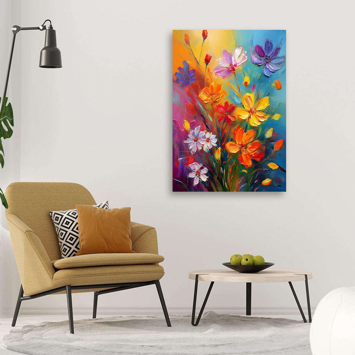 LEINWANDBILD Blumenwiese abstrakt bunt 40x60cm - Multicolor, Textil (40/60cm) - Feeby